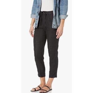 Joie Abbott 100%‎ Linen Black Pants Womens 12 Beach Vacation High Rise Cropped